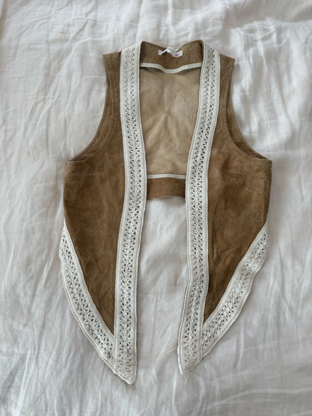 Alice + Olivia Suede Crochet-Trim Brown Vest GUC 1412